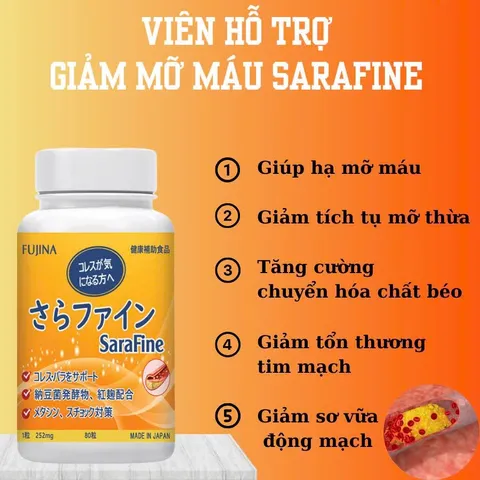 SARAFINE - Giúp Ổn Định Mỡ Máu, Hộp 80 Viên.