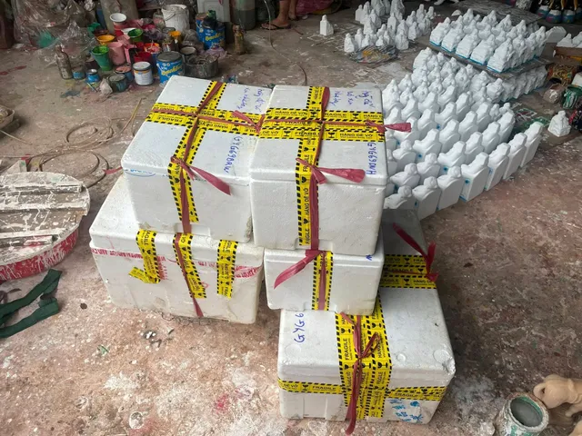 Tôn tượng địa tạng bồ tát ngồi 30cm đất nung vẻ màu cực đẹp