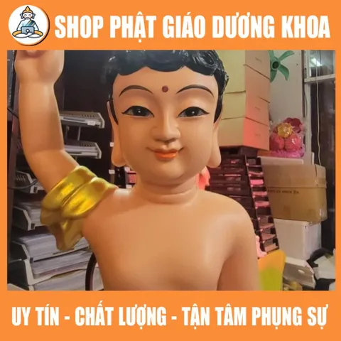 HOẢ TỐC, TƯỢNG PHẬT ĐẢN SANH CAO 40cm CÓ SẴN GIAO NGAY - VẺ MÀU ĐS09  DƯƠNG KHOA SHOP