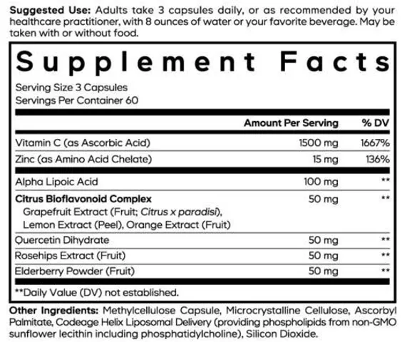 Viên uống hỗ trợ chống oxy hóa, hỗ trợ dưỡng sáng da CodeAge Liposomal Vitamin C 180 Viên
