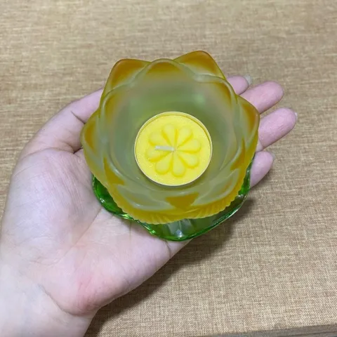 ĐẾ NẾN SEN DÍNH,  Đế Nến Hoa Sen Lưu Ly Nhiều Màu Đế Lá Sen Xanh Mẫu Mới