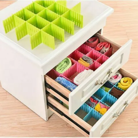 Combo 4 Tấm Vách Chia Ngăn Tủ (Loại Lớn). Bộ 4 vách chia ngăn kéo tủ thông minh bằng nhựa