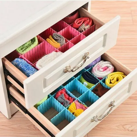 Combo 4 Tấm Vách Chia Ngăn Tủ (Loại Lớn). Bộ 4 vách chia ngăn kéo tủ thông minh bằng nhựa