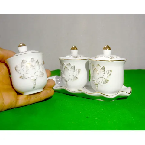 Án Ba-Bộ Ba Ly Chung Đại Bi- Có Nắp Hoa Sen Trắng cực đẹp