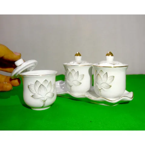 Án Ba-Bộ Ba Ly Chung Đại Bi- Có Nắp Hoa Sen Trắng cực đẹp