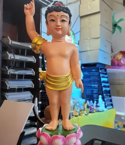 HOẢ TỐC, TƯỢNG PHẬT ĐẢN SANH CAO 40cm  VẺ MÀU ĐS09 cực đẹp