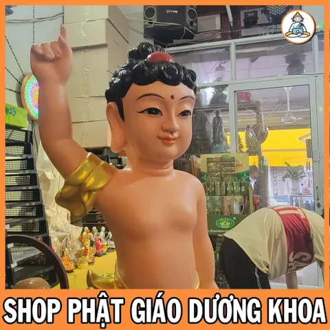 HOẢ TỐC, TƯỢNG PHẬT ĐẢN SANH CAO 40cm  VẺ MÀU ĐS09 cực đẹp