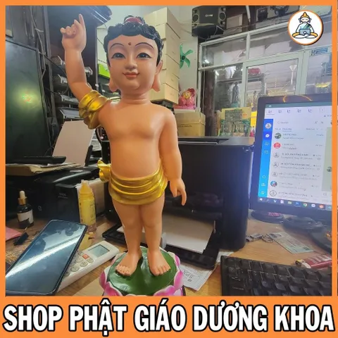 HOẢ TỐC, TƯỢNG PHẬT ĐẢN SANH CAO 40cm  VẺ MÀU ĐS09 cực đẹp