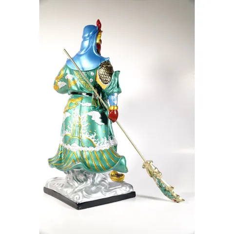Tượng quan công quan thánh đế quân đứng vuốt râu bột đá composite cao 40cm