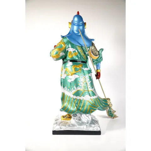 Tượng quan công quan thánh đế quân đứng vuốt râu bột đá composite cao 40cm