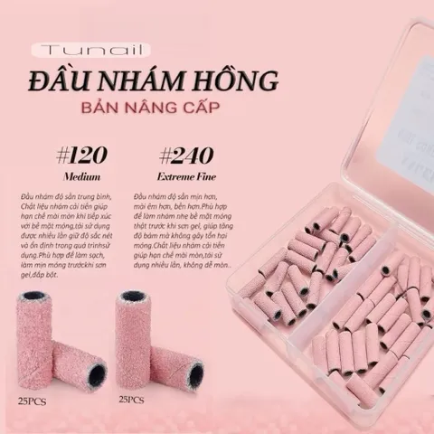 Bộ 50 Giấy Nhám Hồng Chia Ngăn Size 120/240 Phiên Bản Nâng Cấp Độ Bền Gấp 2 Lần Giúp Bộ Nail Gel Siêu Bền Chính Hãng
