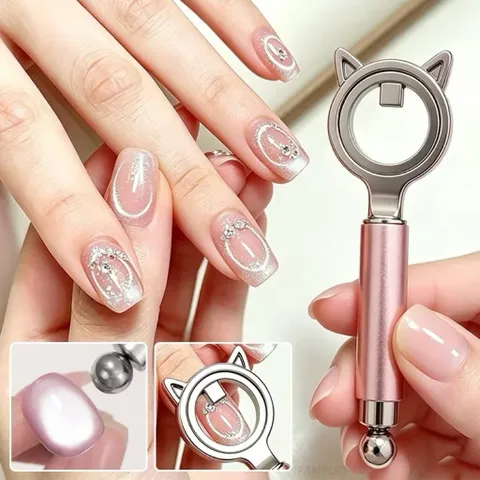 Nam Châm Vòng Tròn 3in1 Phiên Bản Nâng Cấp Có Tay Cầm Thiết Kế Tai Mèo Xinh Xắn Dễ Thao Tác Dùng Cho Sơn Mắt Mèo Nail