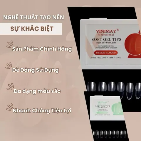Móng úp Vinimay nhám sẵn hộp 552 móng đủ 12 size form chuẩn chính hãng [ TÚ ANH NAIL ]