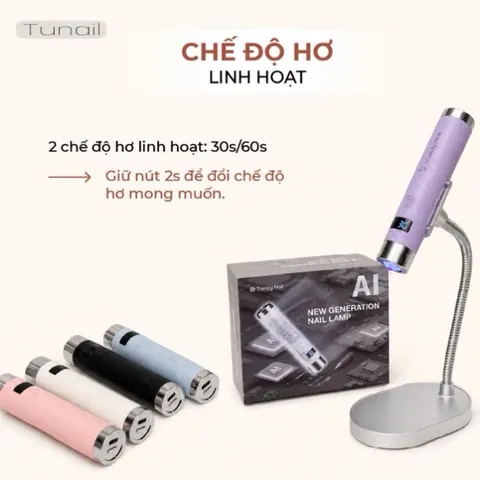 Đèn Hơ Cảm Ứng AL Tích Điện Cao Cấp TRENDY NAIL - SNRQI Công Nghệ Cảm Ứng AL Thế Hệ Mới Cực Nhạy - Dung lượng Pin Cao