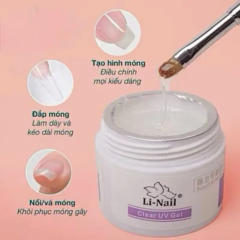 (CHÍNH HÃNG) Gel đắp móng Li-nail chất gel siêu đặc không nóng chảy đa năng màu trong suốt hũ to 65g ngành Nail