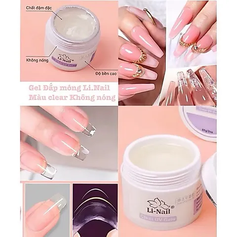 (CHÍNH HÃNG) Gel đắp móng Li-nail chất gel siêu đặc không nóng chảy đa năng màu trong suốt hũ to 65g ngành Nail