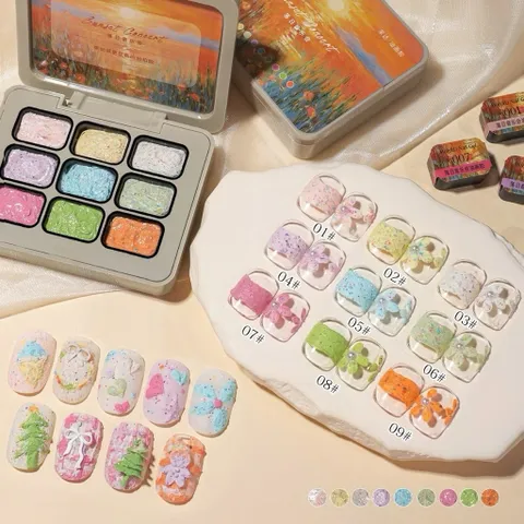 Khay gel thạch cao 9 màu - Gel Ombre Design Nail mẫu mới siêu HOT