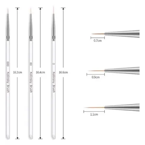 Set 3 cọ râu siêu mảnh đủ size chuyên dụng kẻ vẽ móng