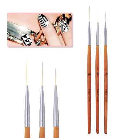Set 3 cọ râu siêu mảnh đủ size chuyên dụng kẻ vẽ móng