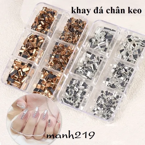 Đá khối chữ nhật 6 ngăn đủ màu đính móng siêu HOT