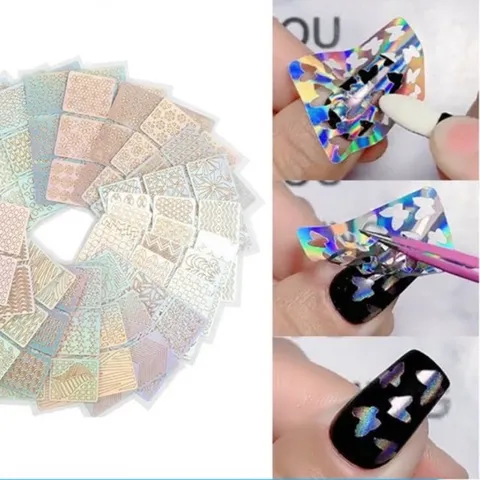 Set 24 giấy khuôn sticker vẽ móng nhiều mẫu giúp chị em vẽ móng tạo kiểu móng siêu dễ cực HOT