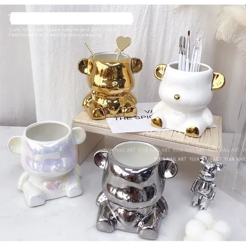 Cốc gấu sứ đựng cọ nail , cọ trang điểm, chụp hình siêu xinh cao cấp siêu xịn đẹp Hot