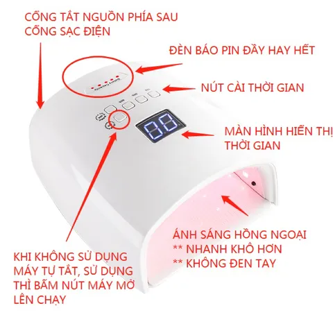 Máy hơ Nail tích điện Cordless S10 48w 30 bóng đèn hơ siêu tốc Pin cực khoẻ (CHÍNH HÃNG BẢO HÀNH )