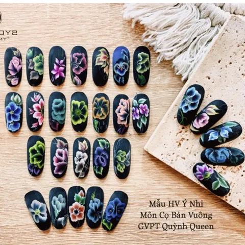 Set 12 màu bột vẽ cọ bản nail cao cấp siêu đặc chuẩn màu