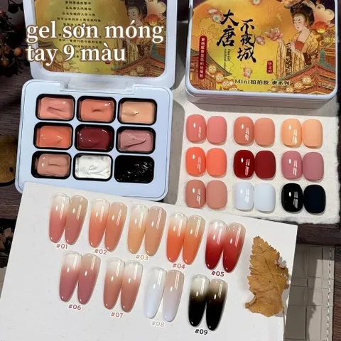 Gel ombre khay 9 ô cao cấp đủ màu cơ bản chất gel đặc sơn vẽ tạo mẫu nail ombre đa năng [ TÚ ANH NAIL ]