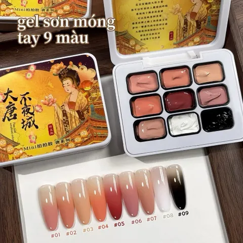 Gel ombre khay 9 ô cao cấp đủ màu cơ bản chất gel đặc sơn vẽ tạo mẫu nail ombre đa năng [ TÚ ANH NAIL ]