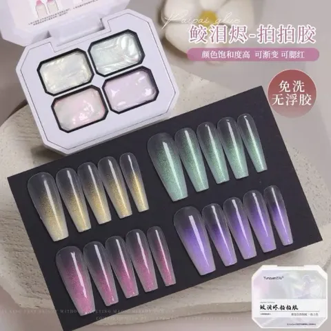 Khay 4 ô gel vẽ nhũ bạch kim siêu sáng - Gel dặm ombre đa năng đủ tông mẫu mới nhất cực HOT ngành Nail