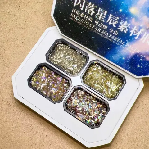 Khay 4 ô gel vẽ nhũ bạch kim siêu sáng - Gel dặm ombre đa năng đủ tông mẫu mới nhất cực HOT ngành Nail