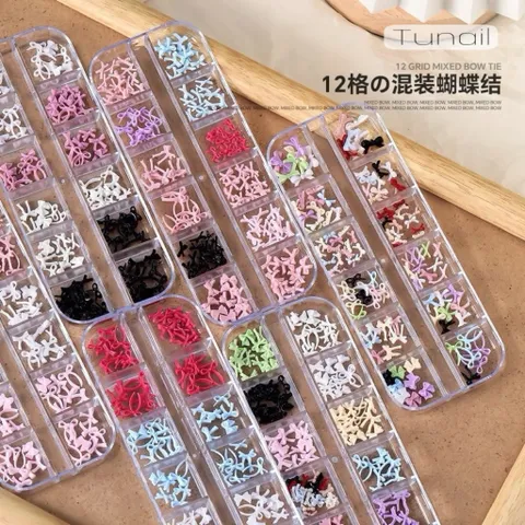 Charm Nơ Nhí 12 Ngăn Mẫu Mới Mix Nhiều Kiểu Đa Dạng Đính Móng Tay Trang Trí Nailbox Siêu Xinh HOT [ TÚ ANH NAIL ]