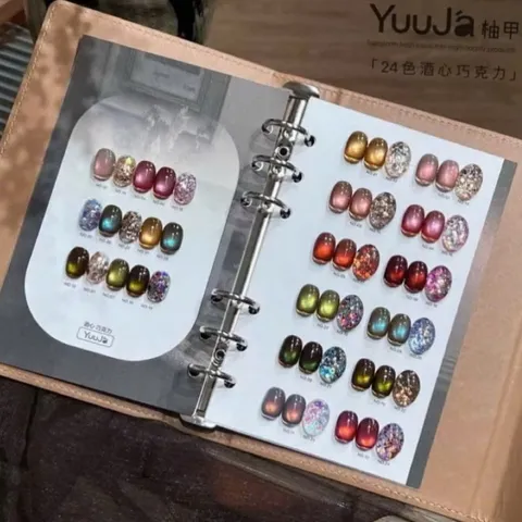 Set sơn mắt mèo mix nhũ YuuJa 24 màu cao cấp hiệu ứng cực quang siêu sáng tặng kèm bảng màu gấp da VIP [ TÚ ANH NAIL ]