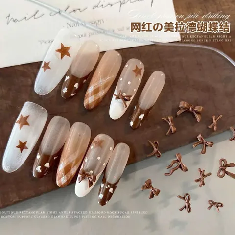[ HOT ] Khay Charm Nơ Nhí Nâu Đỏ 12 Ngăn Mẫu Mới Mix Nhiều Kiểu Đính Móng Tay Nailbox Siêu Xinh [ TÚ ANH NAIL ]