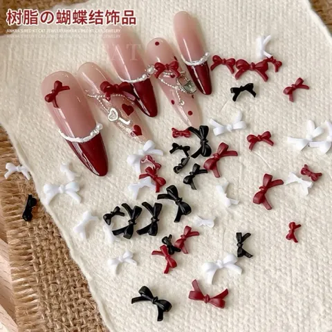 [ HOT ] Khay Charm Nơ Nhí Nâu Đỏ 12 Ngăn Mẫu Mới Mix Nhiều Kiểu Đính Móng Tay Nailbox Siêu Xinh [ TÚ ANH NAIL ]