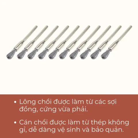 Chổi vệ sinh đầu mài chuyên dụng chất liệu thép không gỉ cao cấp giúp làm sạch tăng độ sắc bén cho đầu mài Nail