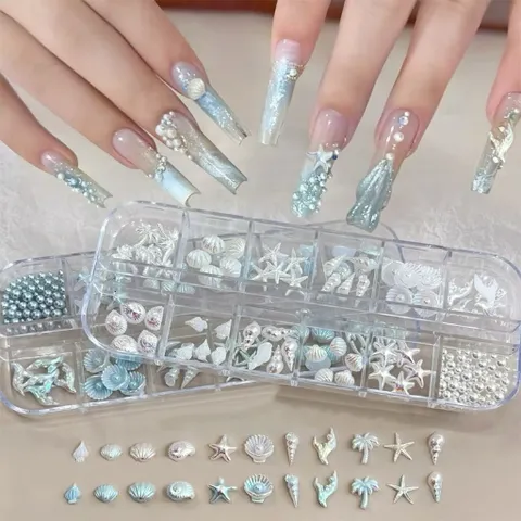 [ HOT ] Charm Ngao Sò Ốc Hến Khay 12 Kiểu Mix Tạo Mẫu Nail Biển Mã Hot Xu Hướng Nail [ TÚ ANH NAIL ]