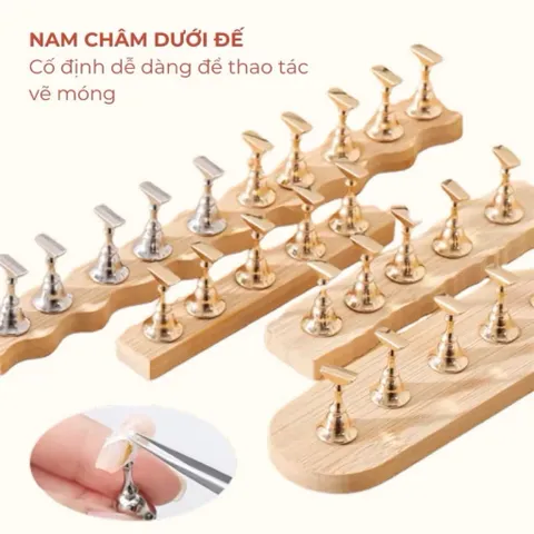 Đế Gỗ Nam Châm Hình Quân Cờ Set 5 - 10C Gắn Móng Giả Nailbox Loại Cao cấp Siêu Chắc Chắn Cho Thợ Nail [ TÚ ANH NAIL ]