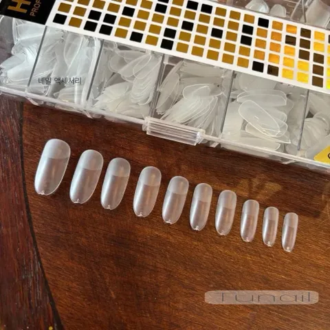Móng úp nhám sẵn HSM phom tròn hạt gạo hộp 500 móng đủ size form chuẩn mã HOT [ TÚ ANH NAIL ]