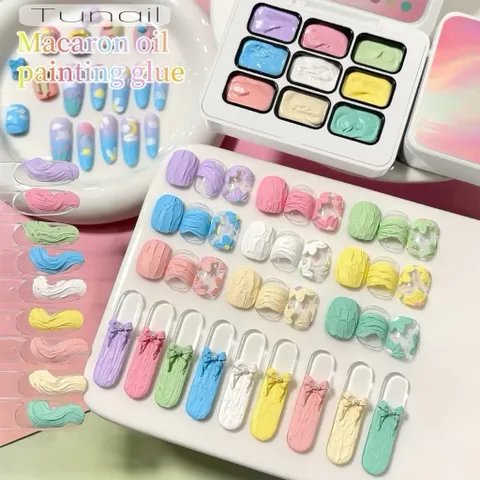 Gel thạch cao vẽ nổi khay 9 màu cao cấp chất siêu đặc sơn vẽ tạo mẫu Nail ombre đa năng [ TÚ ANH NAIL ]