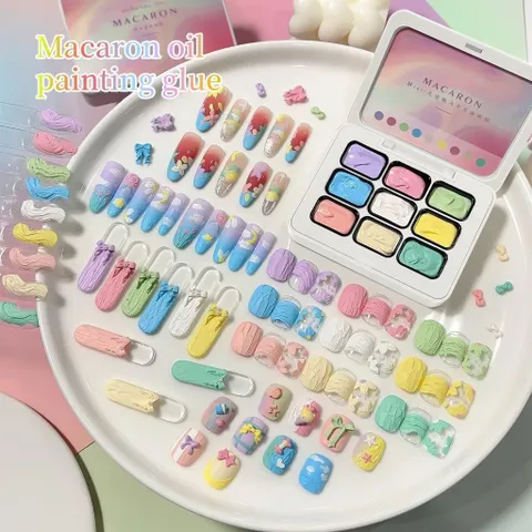 Gel thạch cao vẽ nổi khay 9 màu cao cấp chất siêu đặc sơn vẽ tạo mẫu Nail ombre đa năng [ TÚ ANH NAIL ]