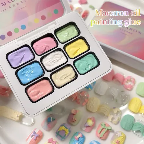 Gel thạch cao vẽ nổi khay 9 màu cao cấp chất siêu đặc sơn vẽ tạo mẫu Nail ombre đa năng [ TÚ ANH NAIL ]