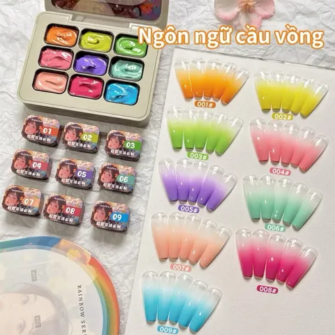 Khay sơn gel Nails 9 màu Leon cao cấp sơn vẽ móng dặm ombre đa năng [ TÚ ANH NAIL ]