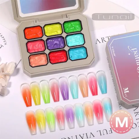 Khay sơn gel Nails 9 màu Leon cao cấp sơn vẽ móng dặm ombre đa năng [ TÚ ANH NAIL ]