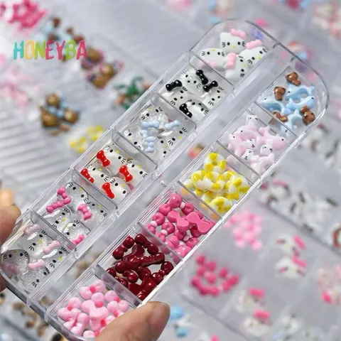 [ HOT ] Khay Charm Hoạt Hình Hello Kitty 12 Ngăn Mix Nhiều Kiểu Trang Trí Móng Tay Nailbox Xinh Xắn [ TÚ ANH NAIL ]