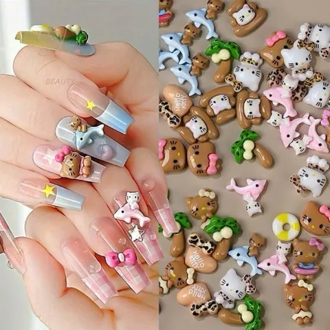 [ HOT ] Khay Charm Hoạt Hình Hello Kitty 12 Ngăn Mix Nhiều Kiểu Trang Trí Móng Tay Nailbox Xinh Xắn [ TÚ ANH NAIL ]