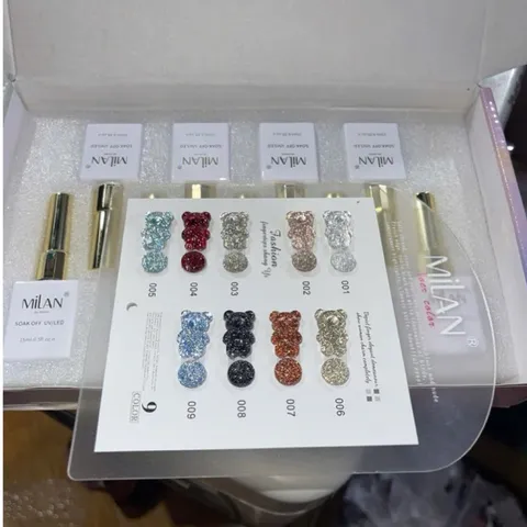 Set Sơn Gel Nhũ Flash 9 Màu Milan Hiệu Ứng Phản Quang Lấp Lánh Siêu Sáng Tặng Kèm Bảng Màu Mica Xịn [ TÚ ANH NAIL ]