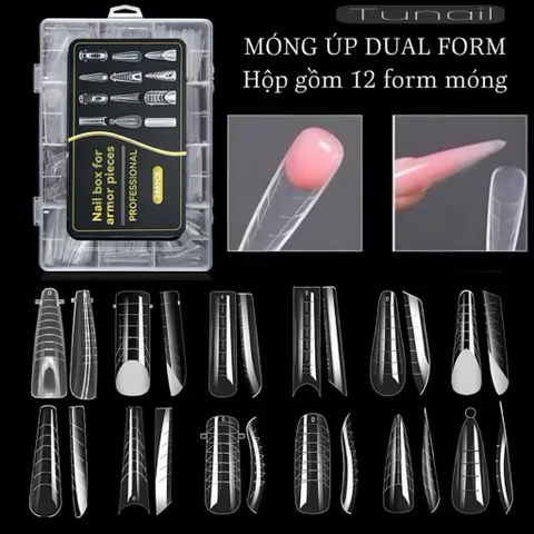 Móng Úp Gel Gôm Dual Phom Hộp 12 Phom Móng 288C Đủ Size - Móng Nối Tạo Cầu Móng - Đắp Gel Bột Siêu Dẻo Bền