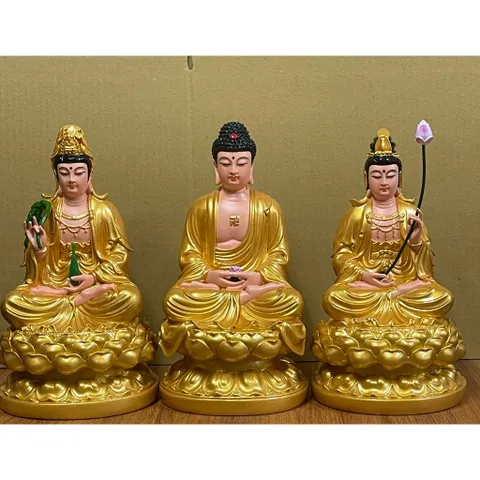 Tôn tượng Tây Phương Tam Thánh 30cm cực đẹp 3 tượng MÀU VÀNG DƯƠNG KHOA SHOP